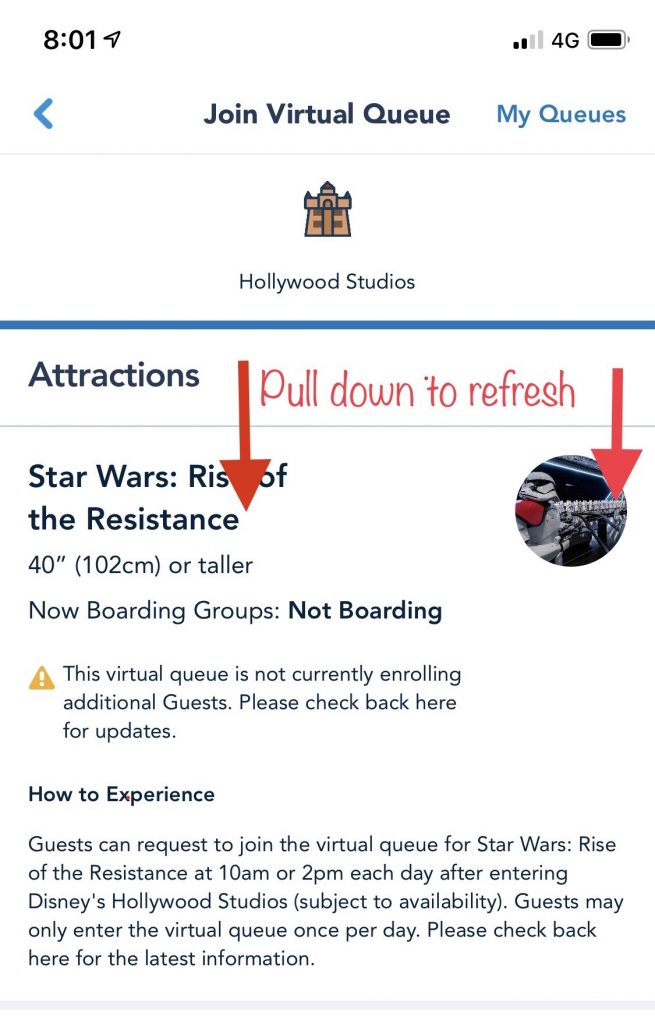 Getting a Boarding Group for Rise of the Resistance